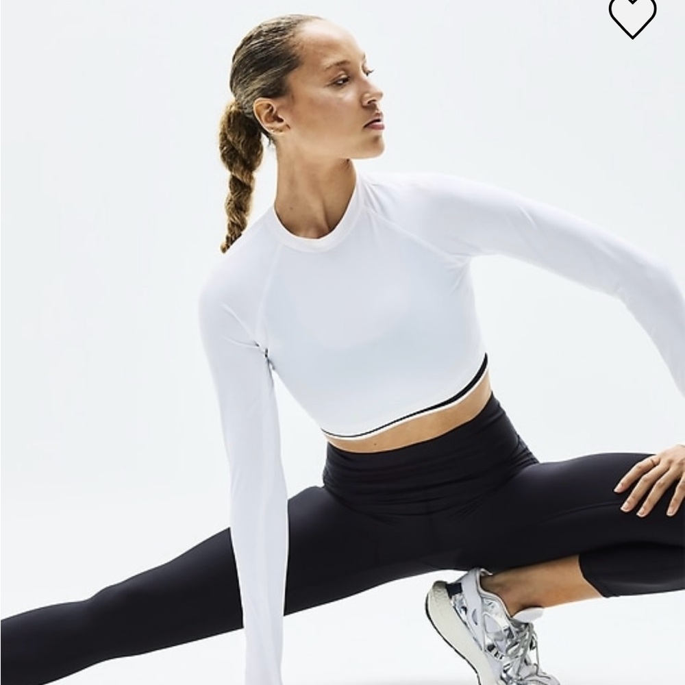Athleta White Long Sleeve Crop Top
